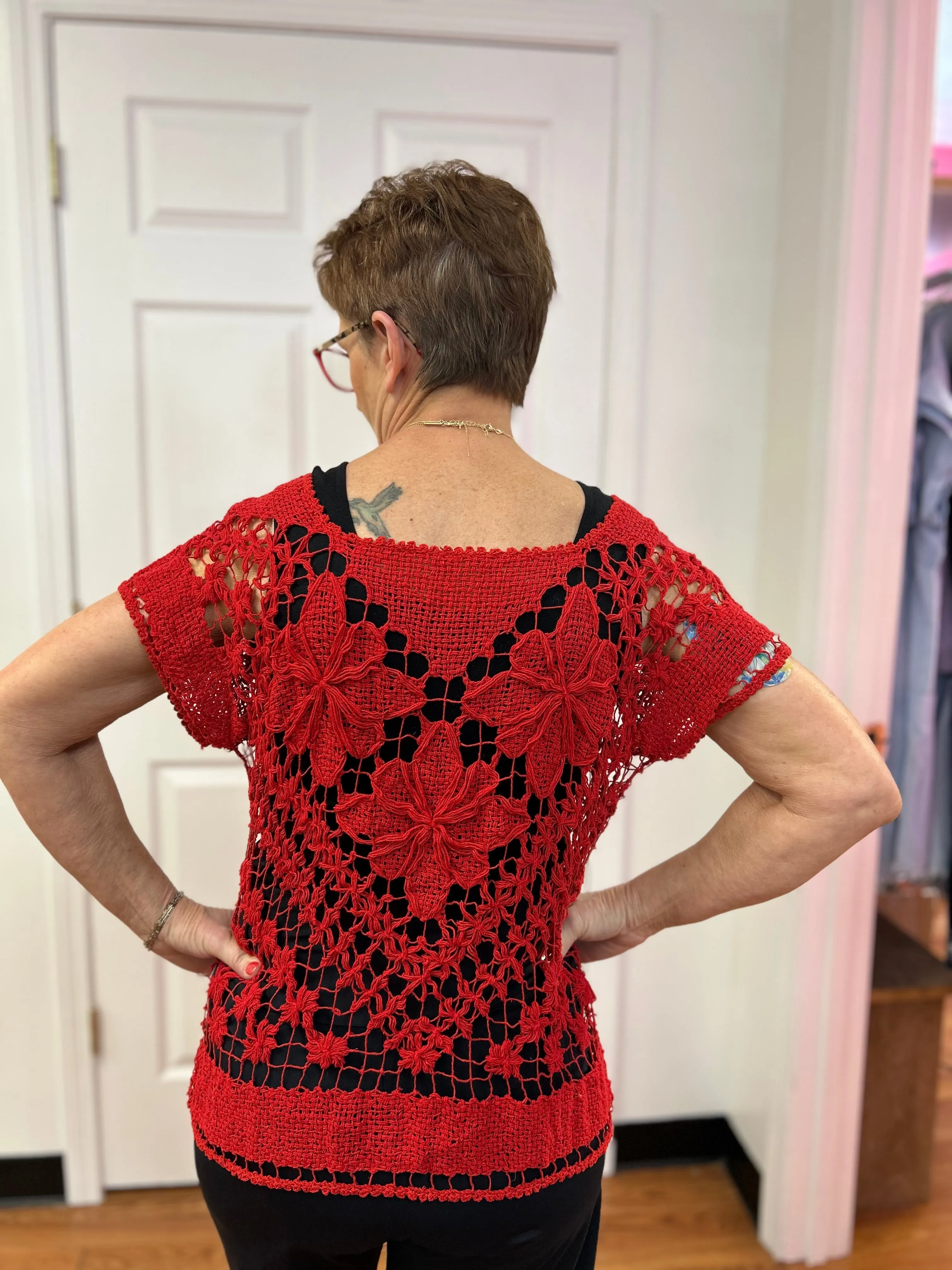 Rejane Short Sleeve Crochet Top