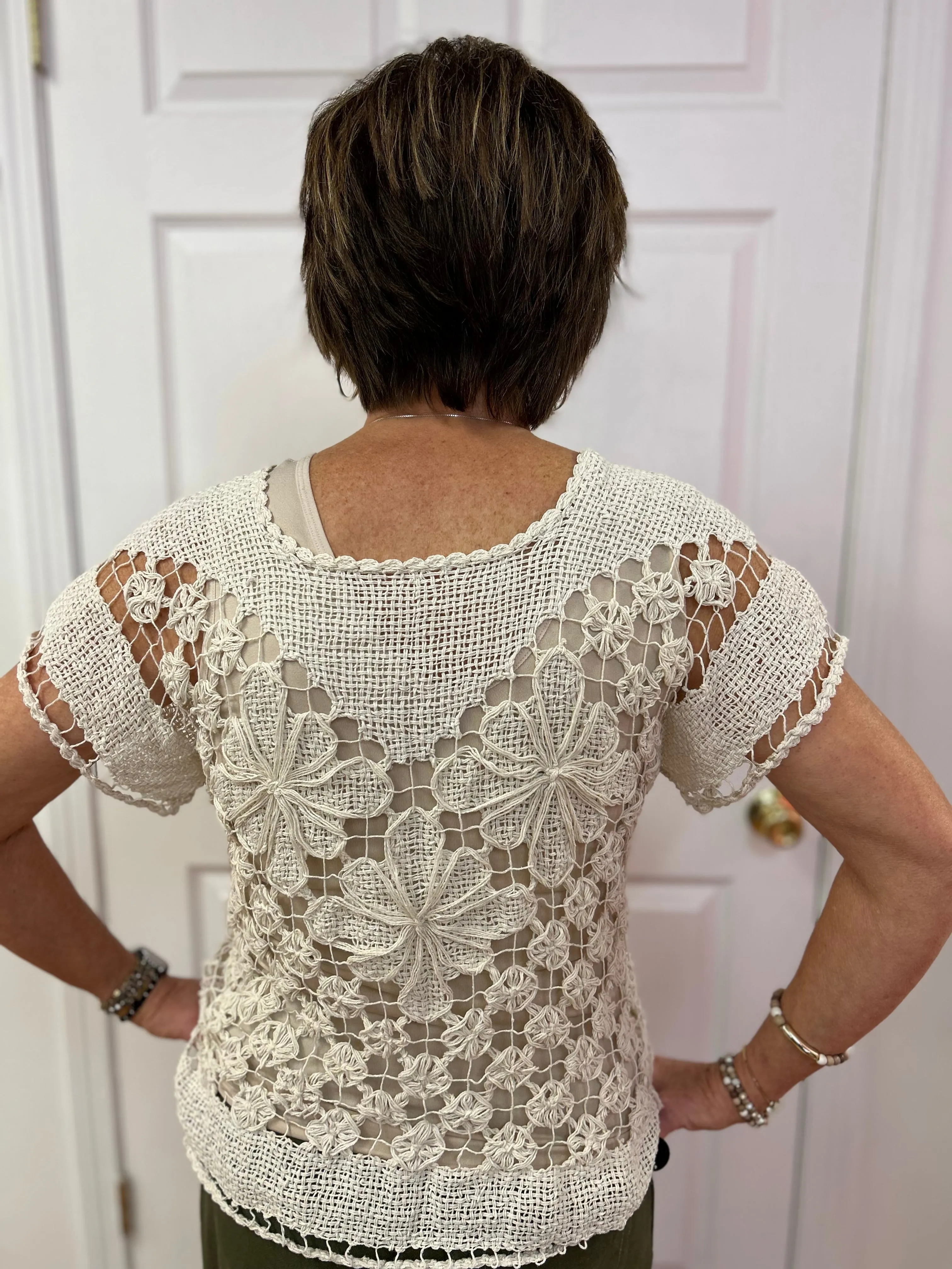 Rejane Short Sleeve Crochet Top