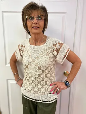 Rejane Short Sleeve Crochet Top