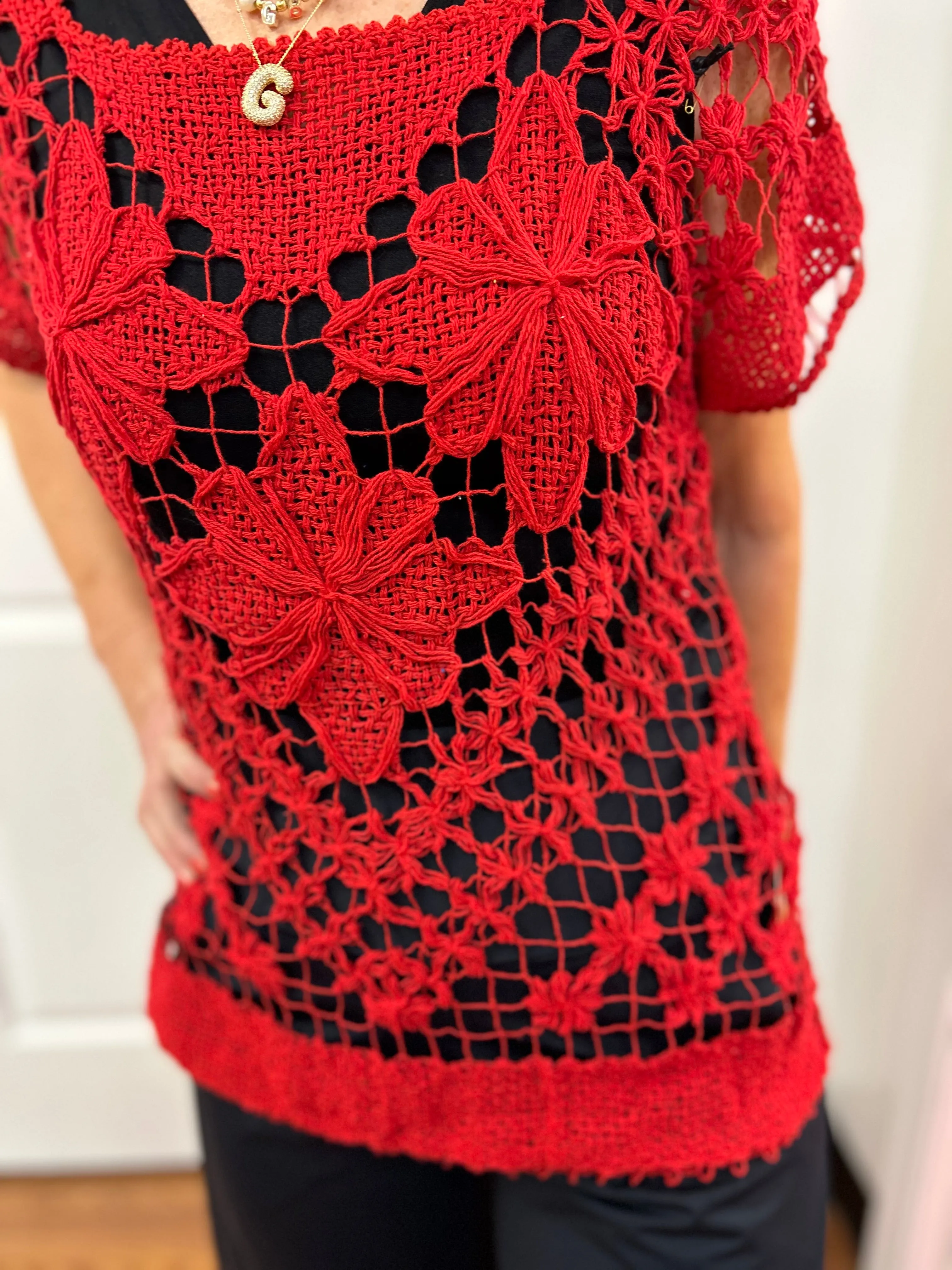 Rejane Short Sleeve Crochet Top