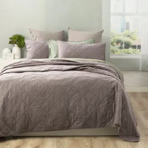 Renee Taylor Attwood Vintage Stone Washed Cotton Quilted Coverlet Set - Charcoal