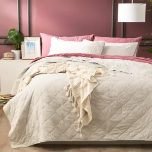 Renee Taylor Attwood Vintage Stone Washed Cotton Quilted Coverlet Set - Dove