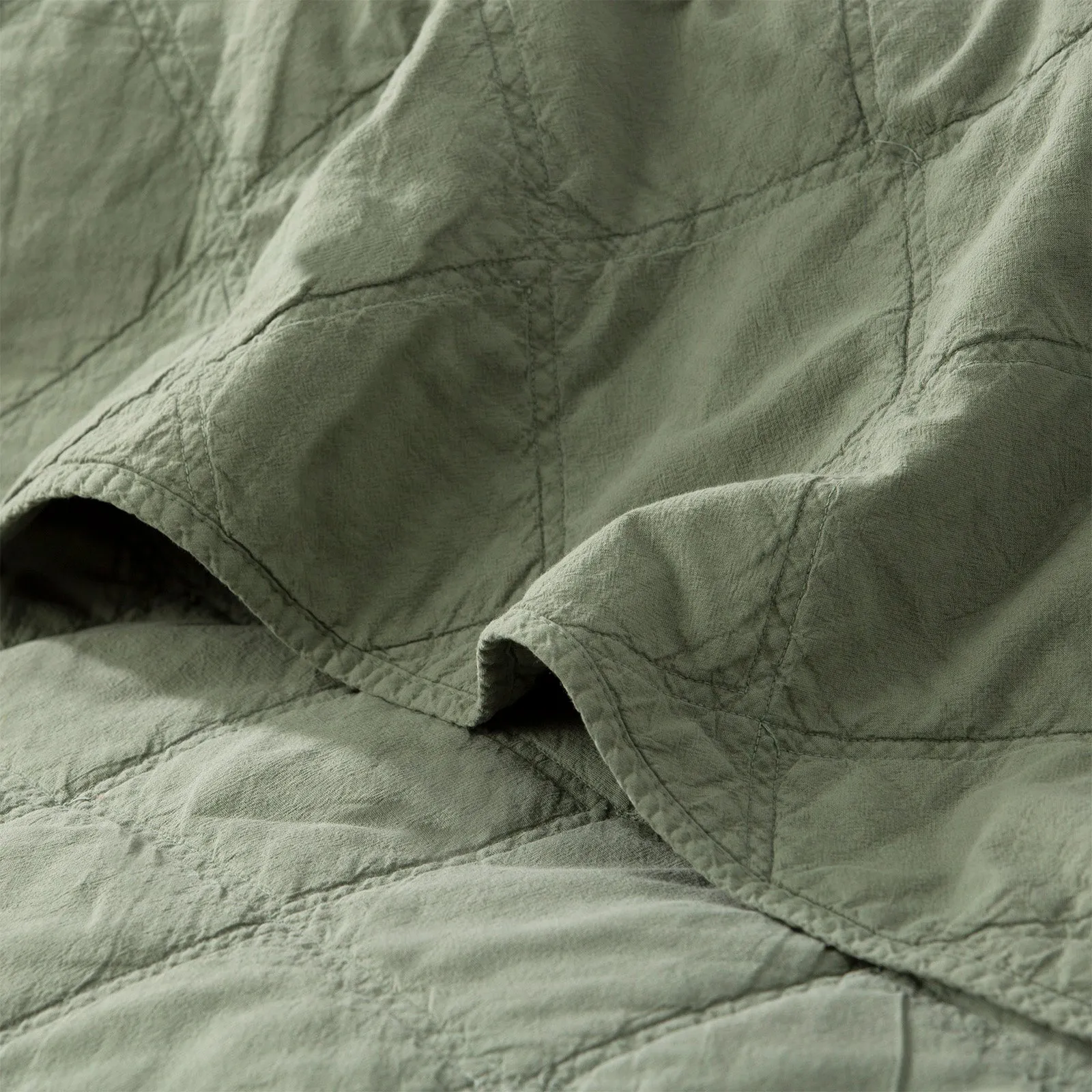 Renee Taylor Attwood Vintage Stone Washed Cotton Quilted Coverlet Set - Fern