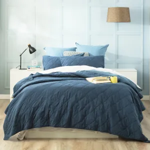 Renee Taylor Attwood Vintage Stone Washed Cotton Quilted Coverlet Set - Ink