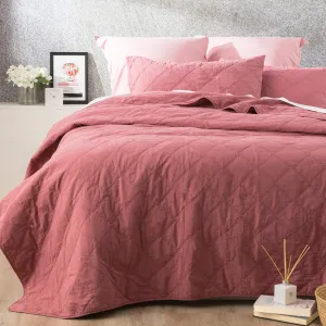 Renee Taylor Attwood Vintage Stone Washed Cotton Quilted Coverlet Set - Rose