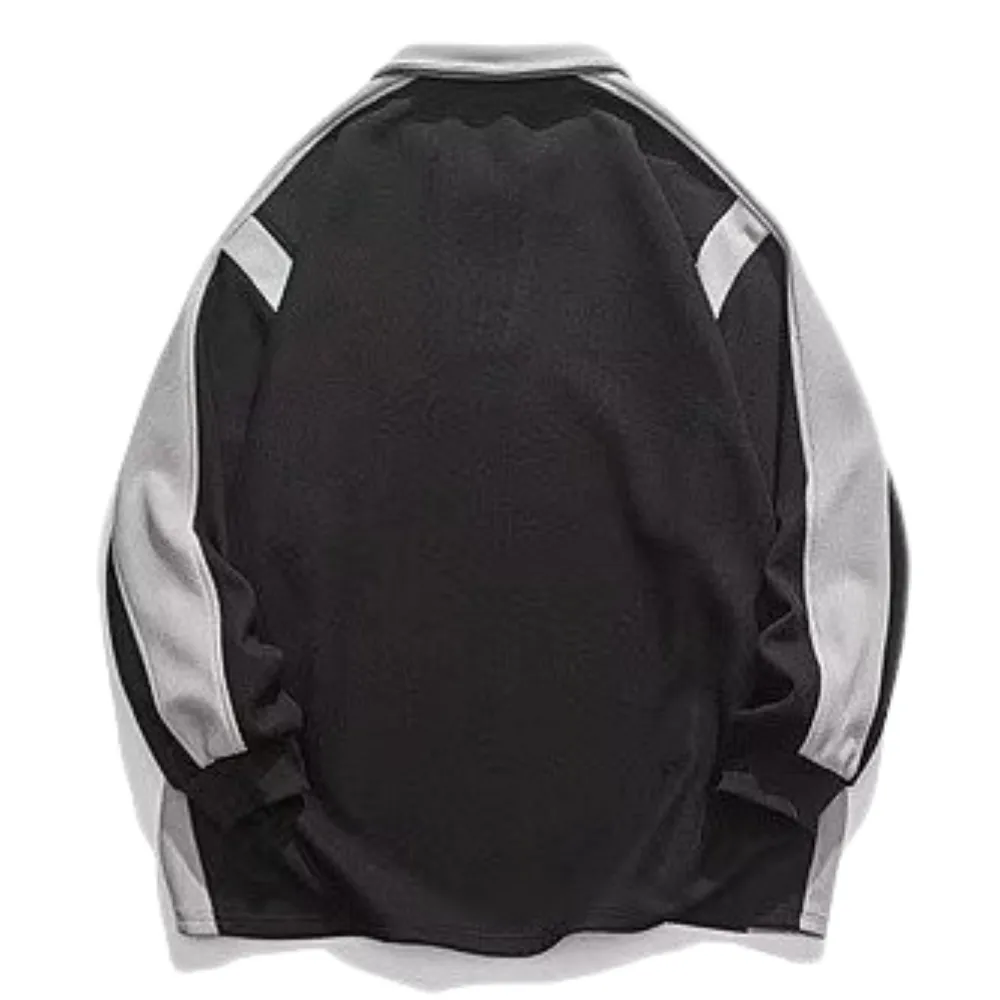 Retro Zipped Waffle Contrast Polo Sweatshirt