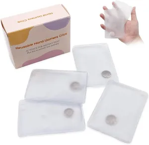 Reusable Pocket Hand Warmers,Reusable Snap Heat Pack, Hand Warmers Click, Hand Warmers Boil Click Heat Pocket Hand Warmer, Pouch Gel Hand Warmers Cute Long Lasting Warmth for Camping, Outdoor,White