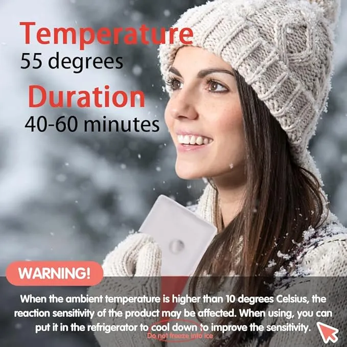 Reusable Pocket Hand Warmers,Reusable Snap Heat Pack, Hand Warmers Click, Hand Warmers Boil Click Heat Pocket Hand Warmer, Pouch Gel Hand Warmers Cute Long Lasting Warmth for Camping, Outdoor,White