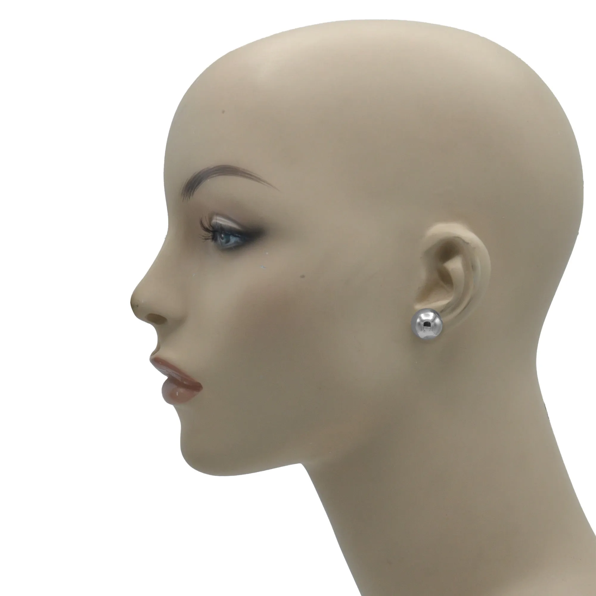 Rhodium 16mm ball stud Earrings# HNE90894-16MMRD(EH1)