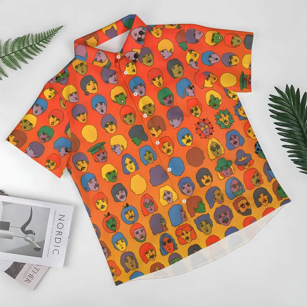 Rock Band Character Print Casual Short Sleeve Shirt 2403000586
