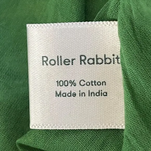 Roller Rabbit NWT Zanna Neya High Rise Midi Skirt 100% Cotton Green Women's Sz S