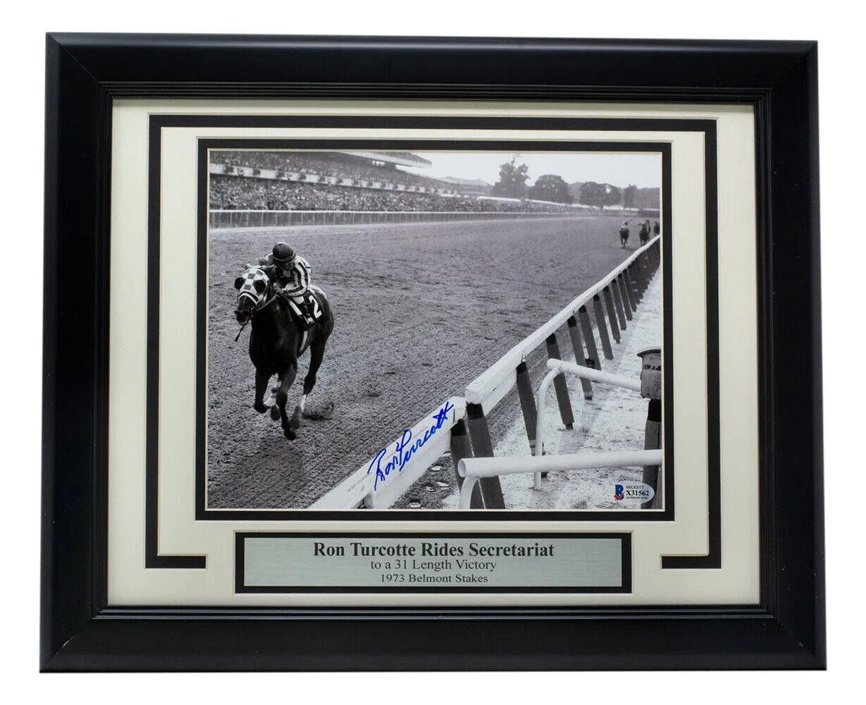 Ron Turcotte Signed Framed 8x10 Belmont Stakes Photo BAS
