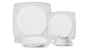Royalty Porcelain 20-pc "Luxe Platinum" Dinner Set for 4