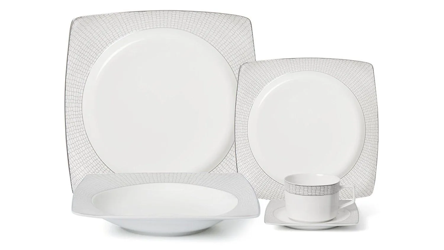 Royalty Porcelain 20-pc "Luxe Platinum" Dinner Set for 4