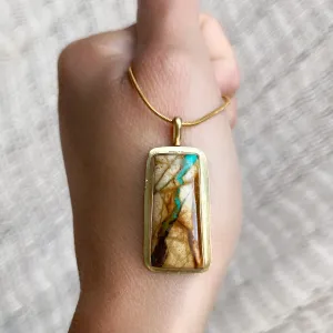 Royston ribbon turquoise necklace in brass
