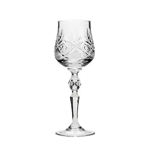 Set of 2 Vintage Russian Crystal Classic Wine Goblets on a Stem 7.5"H