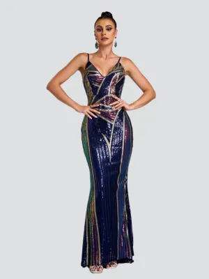 Sexy Spaghetti Sequin Prom Maxi Dress M01760
