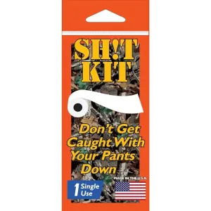 Sh!t Kit Single Use Portable Travel Bathroom Pack with 2 ply Toilet Paper (4ft), Disposal Bag, Wet Wipes & Hand Sanitizer for Hunting, Camping, Hiking, Outdoors, Backpacking & More, Single - 20 units