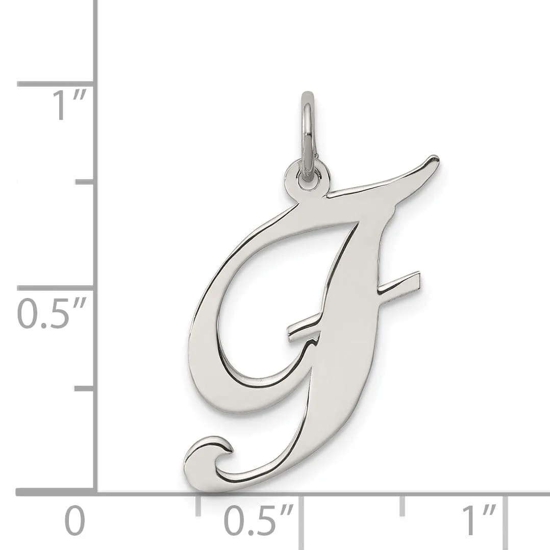 Silver Large Fancy Script Initial F Charm