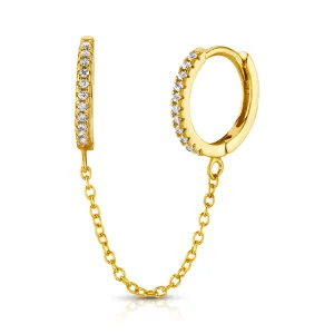SINGLE CZ CONNECTING HUGGIES, GOLD