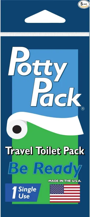 Single Use Portable Travel Bathroom Pack with Seat Cover, 2 ply Toilet Paper (4ft), Wet Wipes & Hand Sanitizer for Kids, Camping, Hiking, Outdoors, Sporting Events & More, Single - 20 units