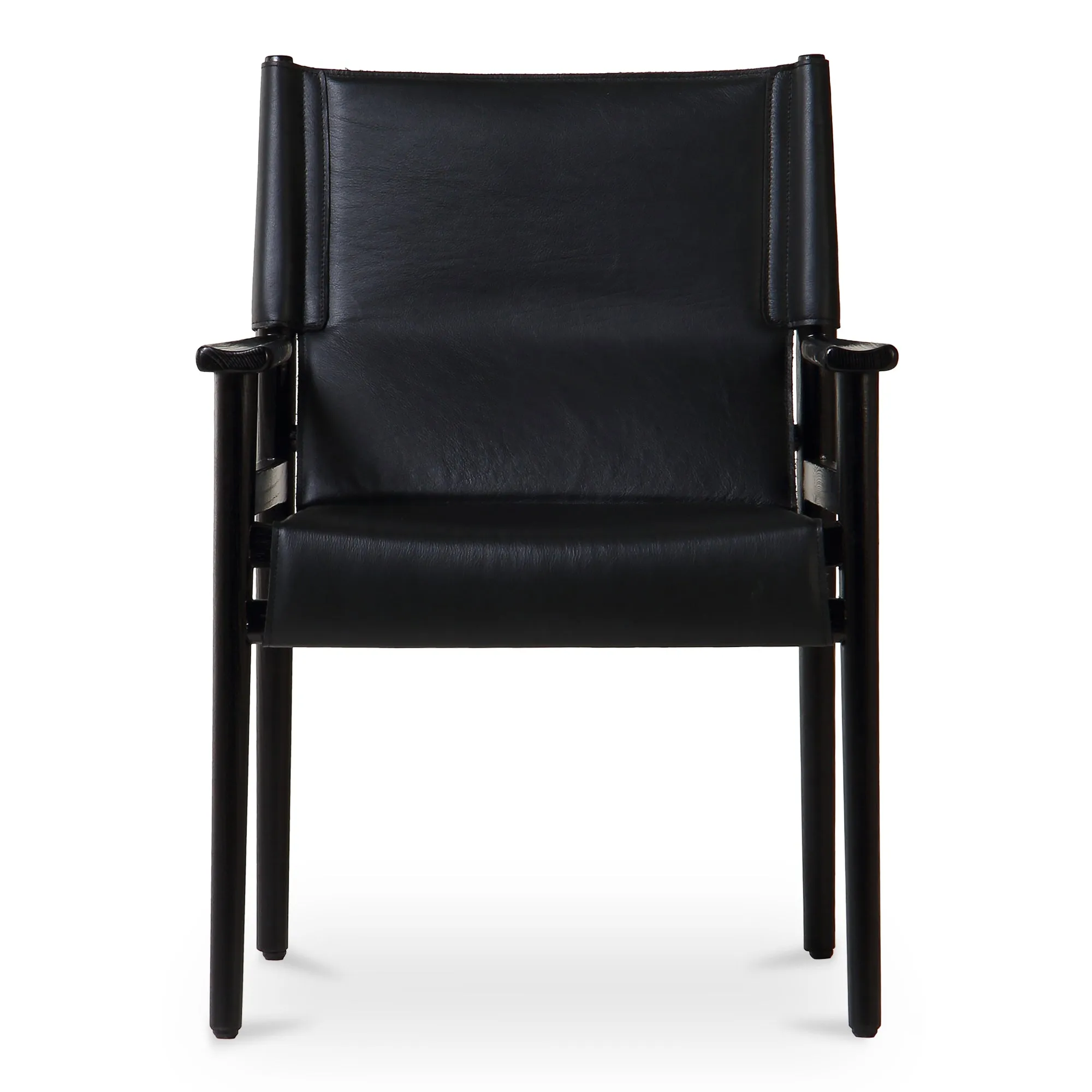 Sleek Modern Sling Chair - High-Quality Top-Grain Buffalo Leather & Sturdy Wood Frame