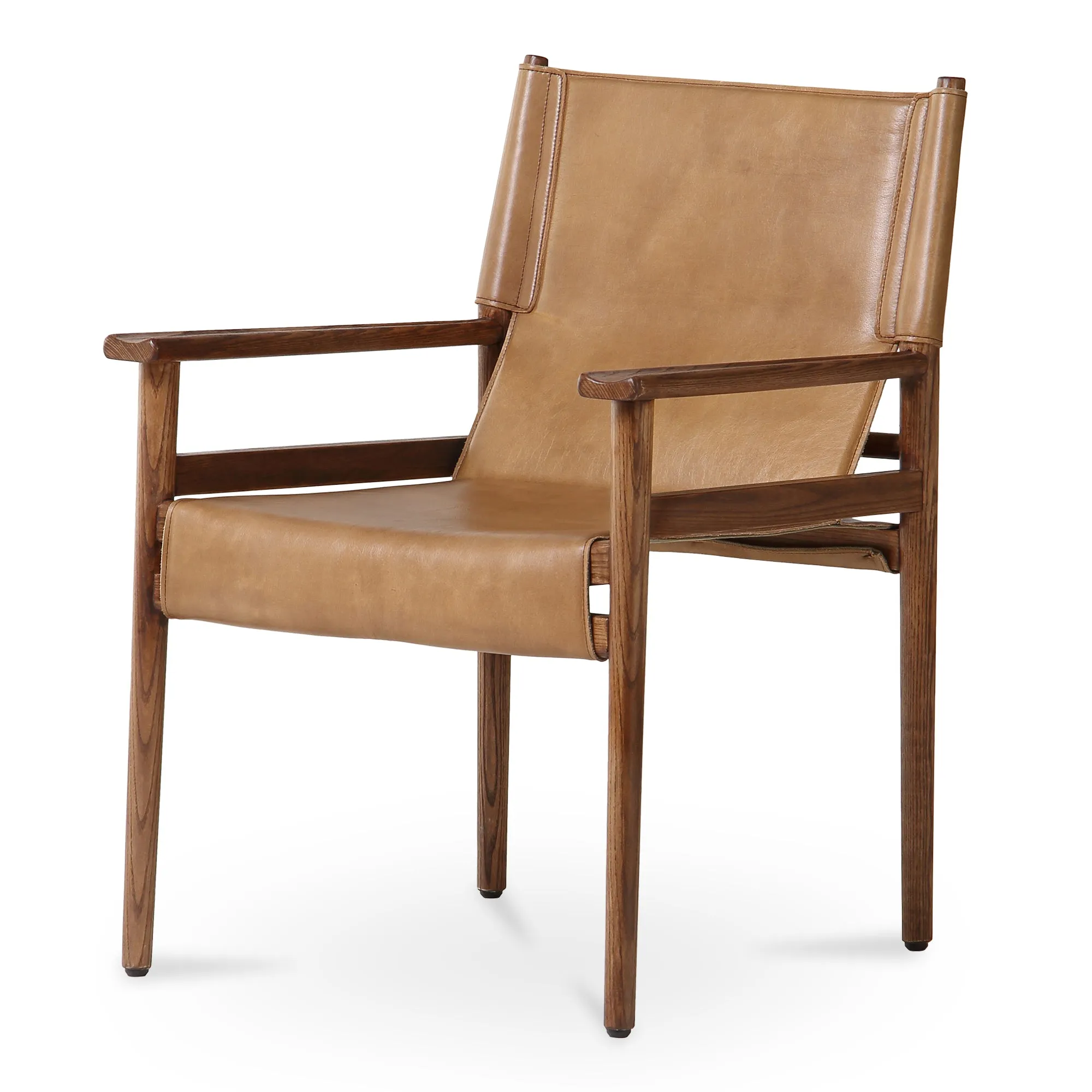 Sleek Modern Sling Chair - High-Quality Top-Grain Buffalo Leather & Sturdy Wood Frame