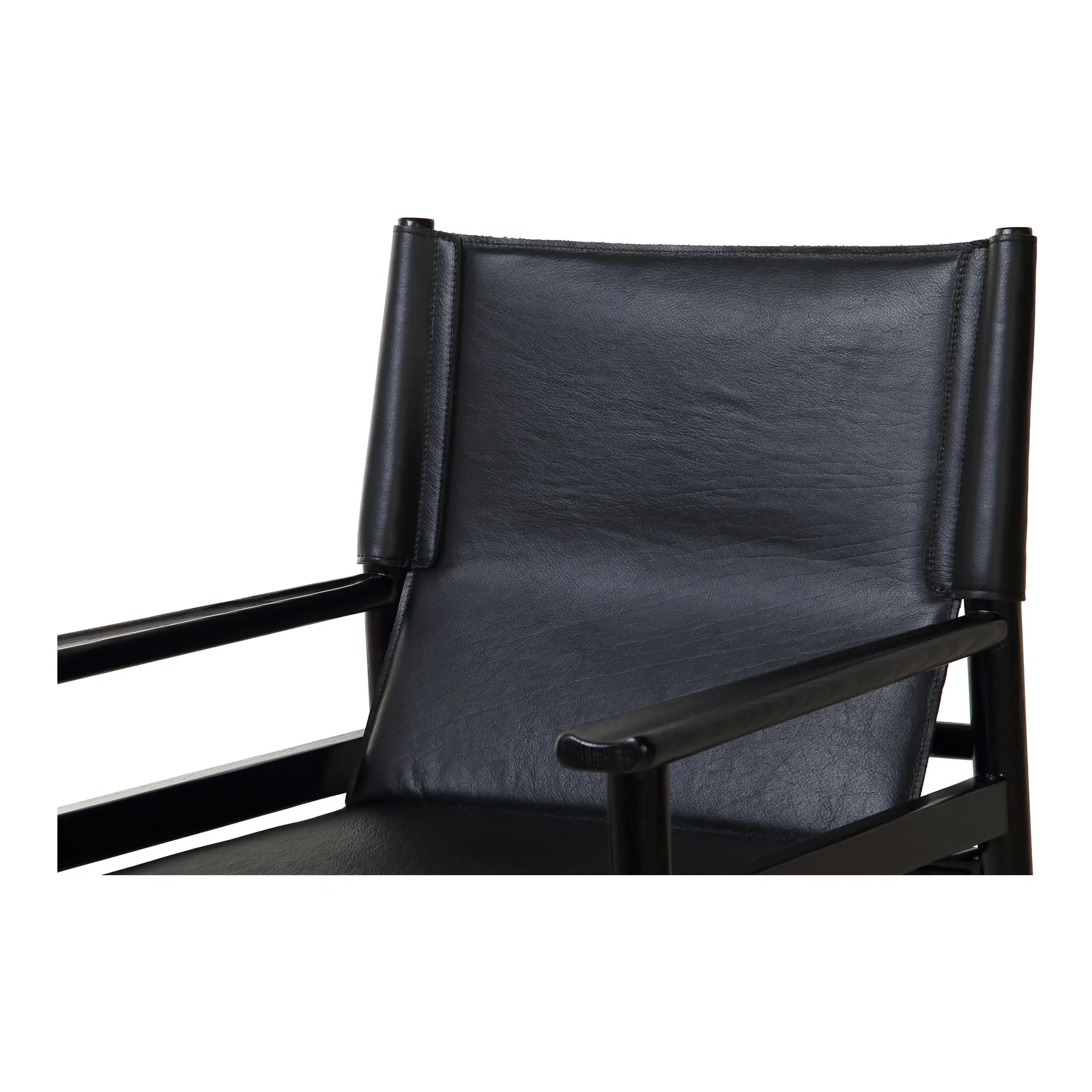 Sleek Modern Sling Chair - High-Quality Top-Grain Buffalo Leather & Sturdy Wood Frame