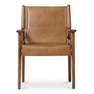 Sleek Modern Sling Chair - High-Quality Top-Grain Buffalo Leather & Sturdy Wood Frame