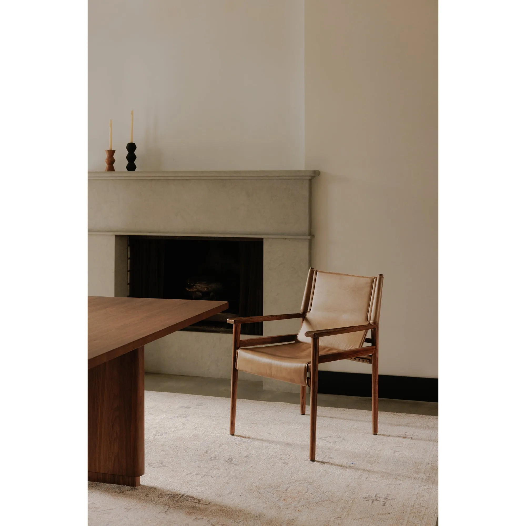 Sleek Modern Sling Chair - High-Quality Top-Grain Buffalo Leather & Sturdy Wood Frame