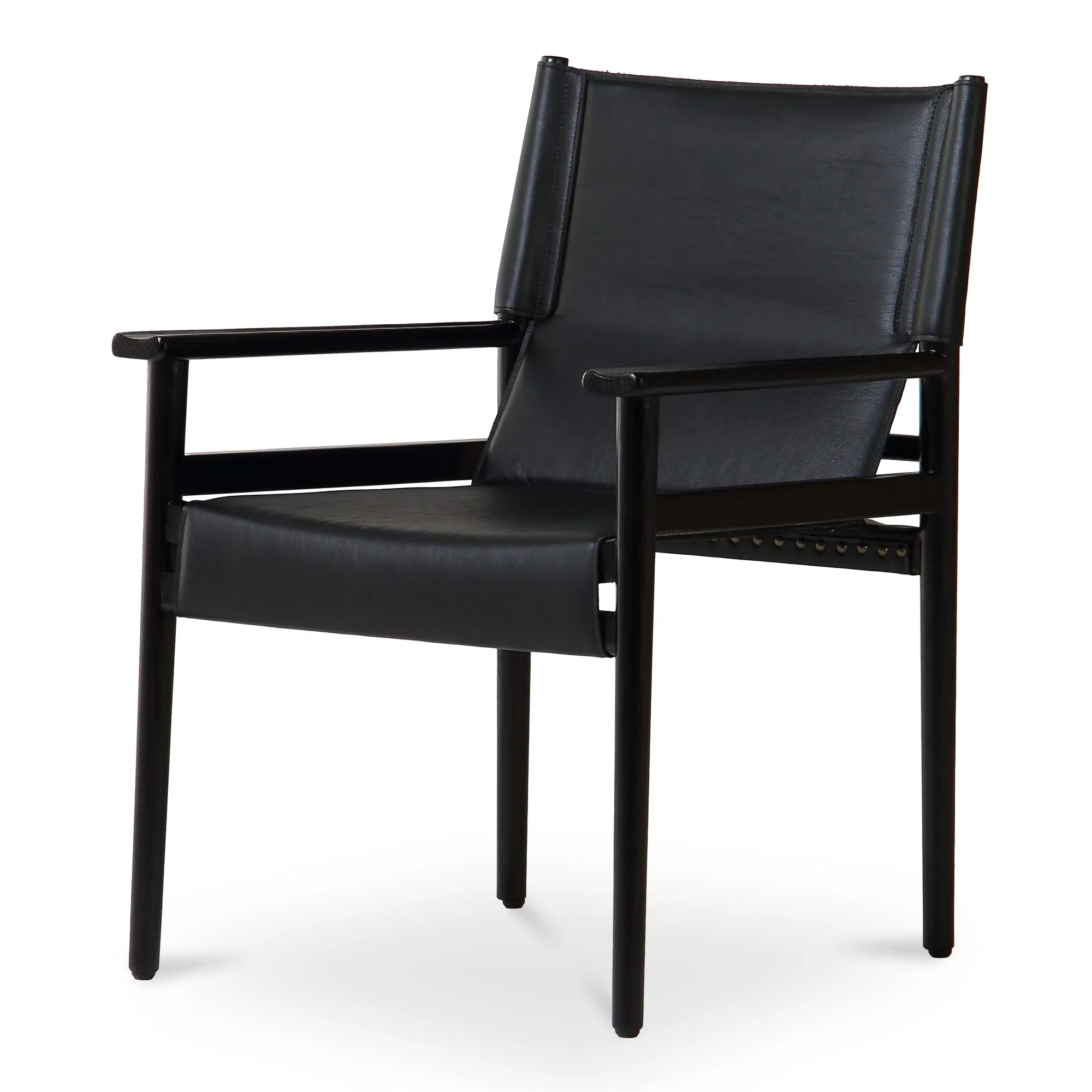 Sleek Modern Sling Chair - High-Quality Top-Grain Buffalo Leather & Sturdy Wood Frame