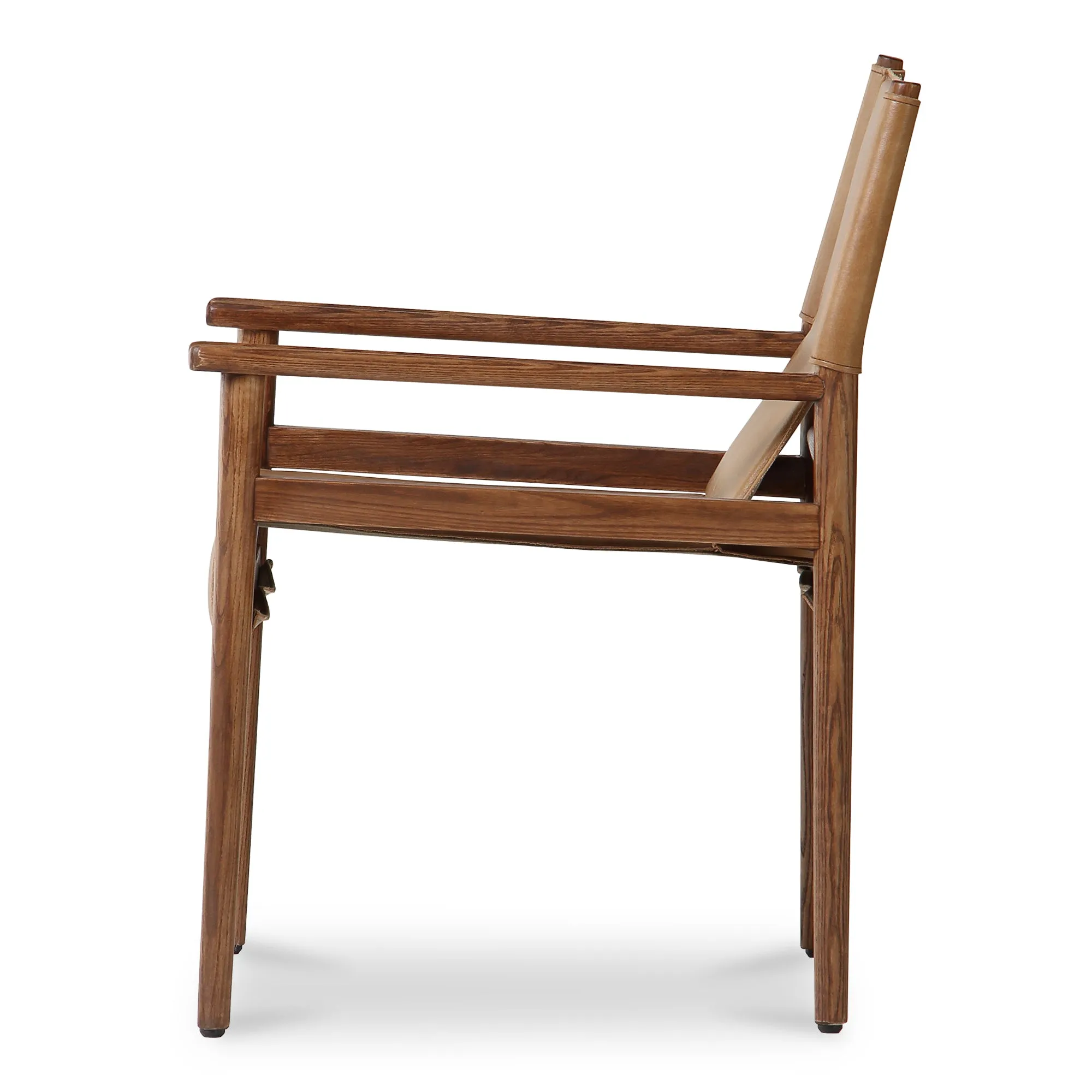 Sleek Modern Sling Chair - High-Quality Top-Grain Buffalo Leather & Sturdy Wood Frame