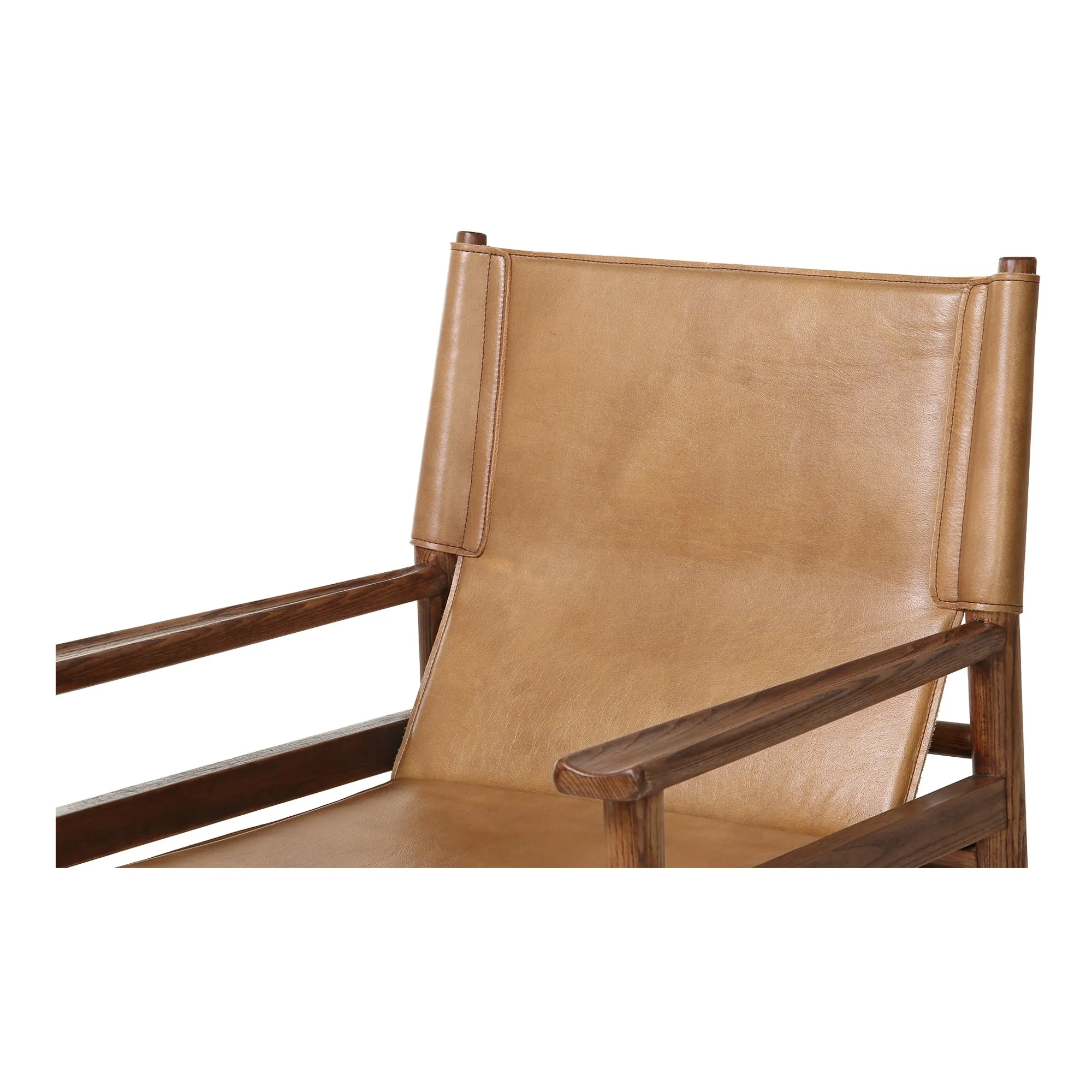 Sleek Modern Sling Chair - High-Quality Top-Grain Buffalo Leather & Sturdy Wood Frame