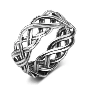 Solid 925 Sterling Silver Female Rings With 7mm Wide Lace Weaving Engagement Rings Jewelry Rings