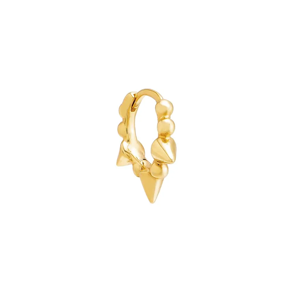 Solid Beaded Triple Spike Huggie Earring