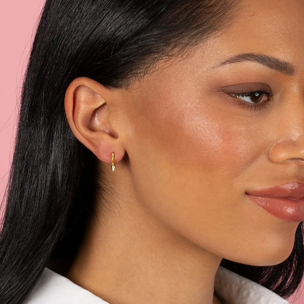 Solid Beaded Triple Spike Huggie Earring