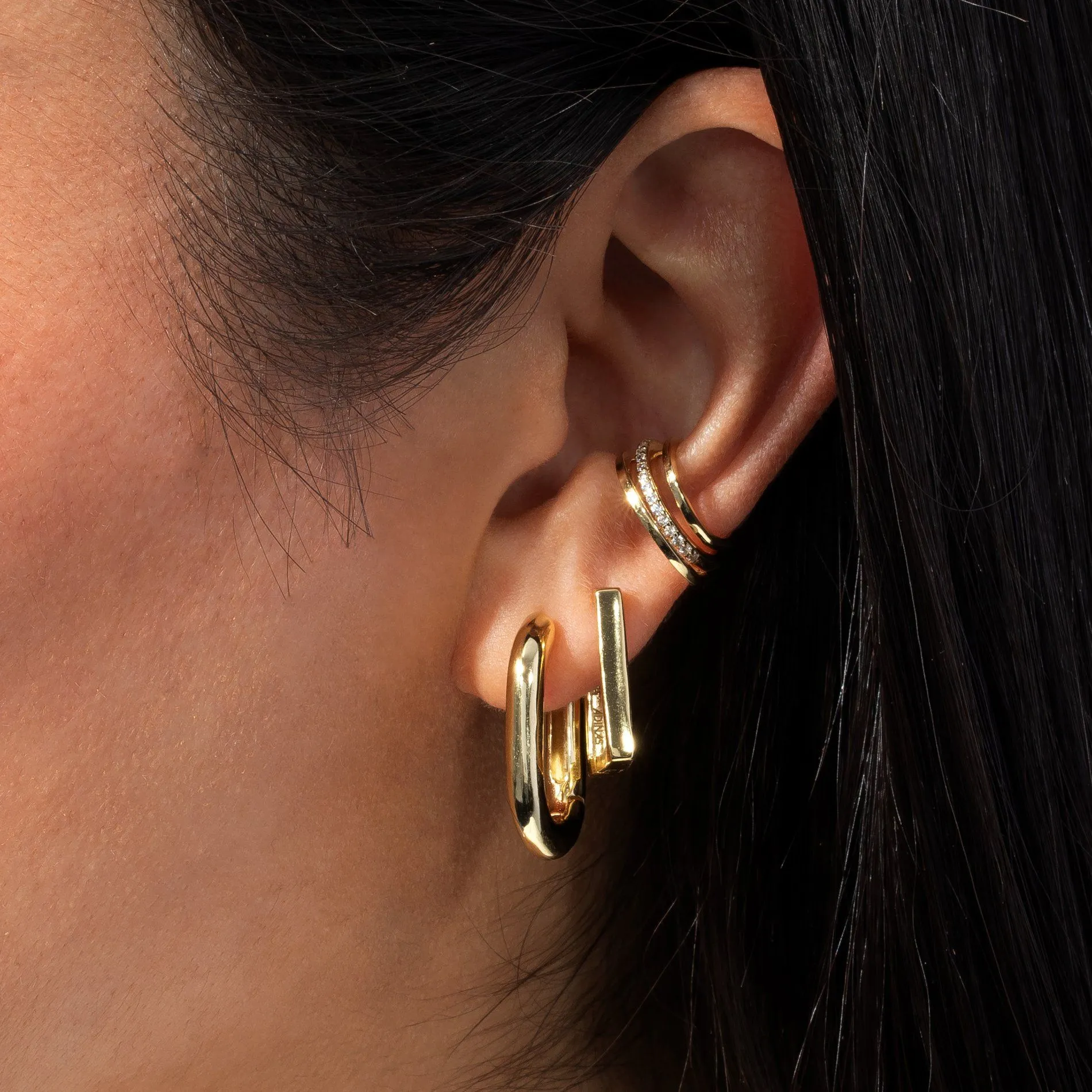 Solid Rectangular Hoop Earring