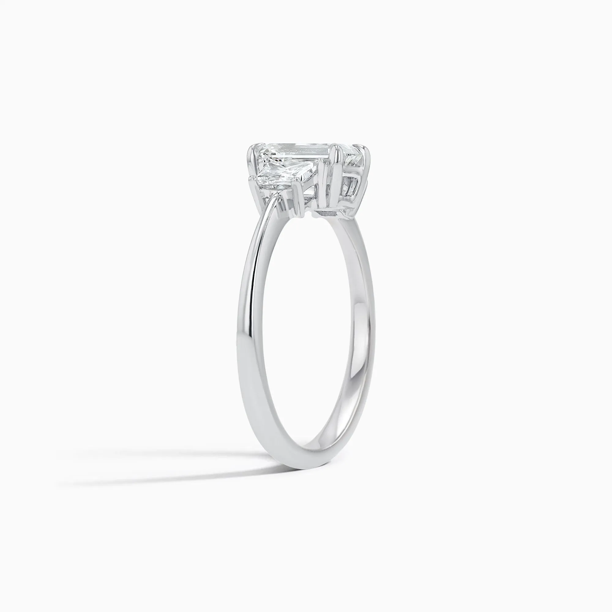 Sophia Three-Stone Emerald-Cut 1 ct. Lab Grown Diamond Engagement Ring in 18K White Gold