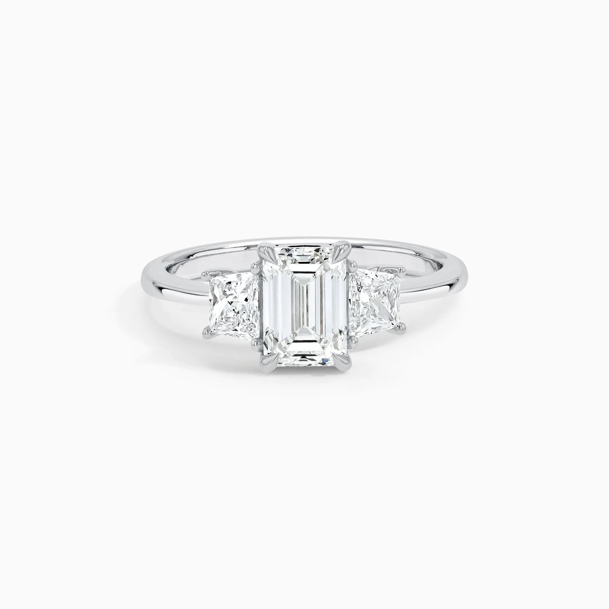 Sophia Three-Stone Emerald-Cut 1 ct. Lab Grown Diamond Engagement Ring in 18K White Gold