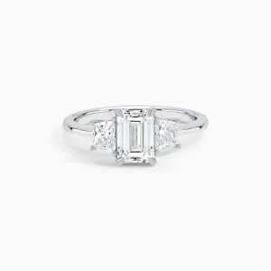 Sophia Three-Stone Emerald-Cut 1 ct. Lab Grown Diamond Engagement Ring in 18K White Gold