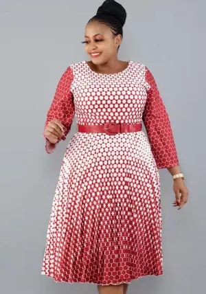 Sophisticated Elegance Three-Quarter Sleeve Pleated Fit-and-Flare Dress