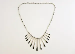Sophisticated, onyx inlaid, modernist drape necklace from Mexico