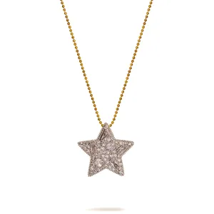 Sparkly Baguette Diamonds Big Star Love Statement Necklace