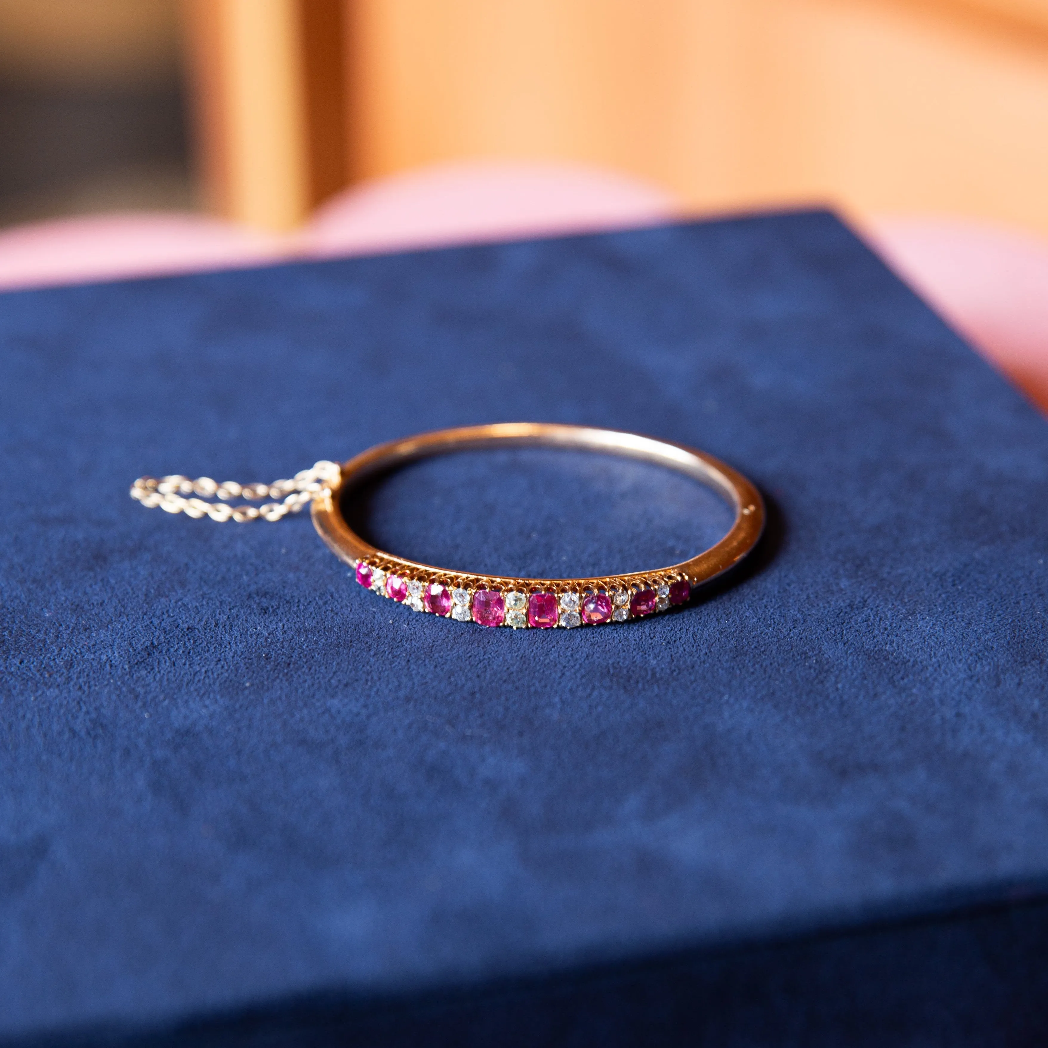 Spinel and Diamond Victorian Bangle