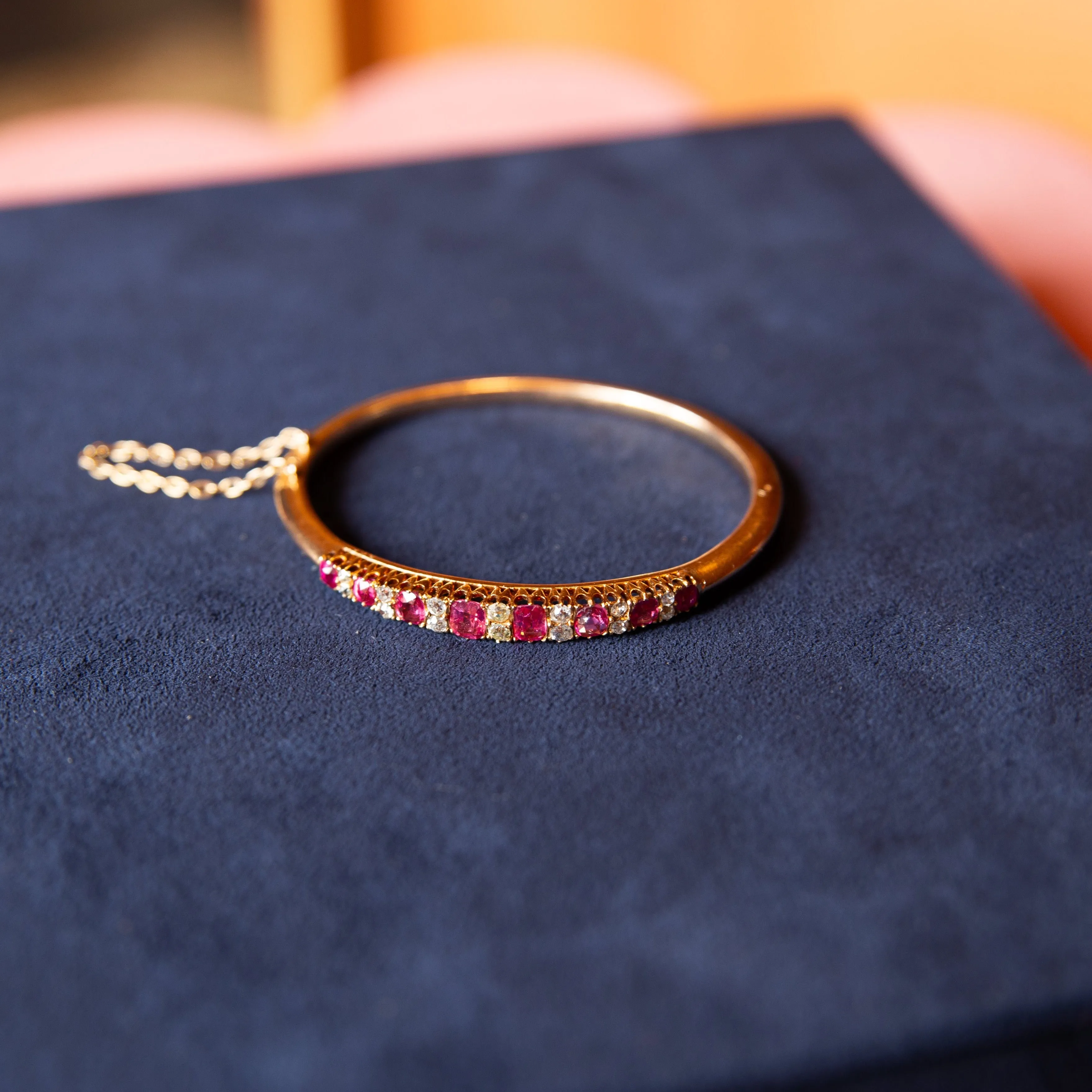 Spinel and Diamond Victorian Bangle