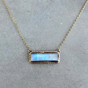 Stamped moonstone bar necklace in 14K gold-fill