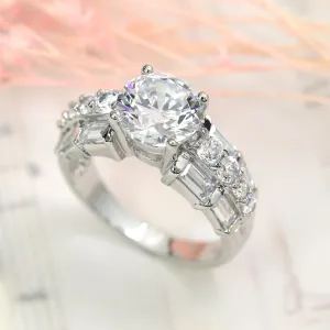 Sterling Silver Diamond Simulant Vintage Edwardian Ring