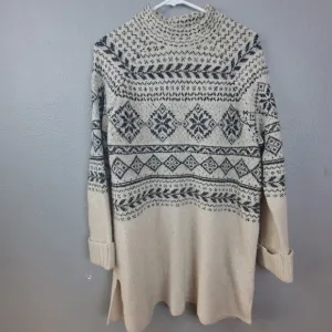 Style &amp; Co Fair Isle Tunic Sweater Sparkle Mock Neck Long Sleeve Size M