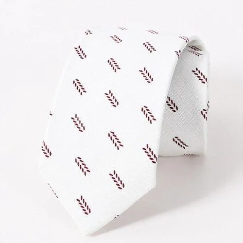 Stylish Small Leaves Pattern Casual Style Tie For Men - Wine Red