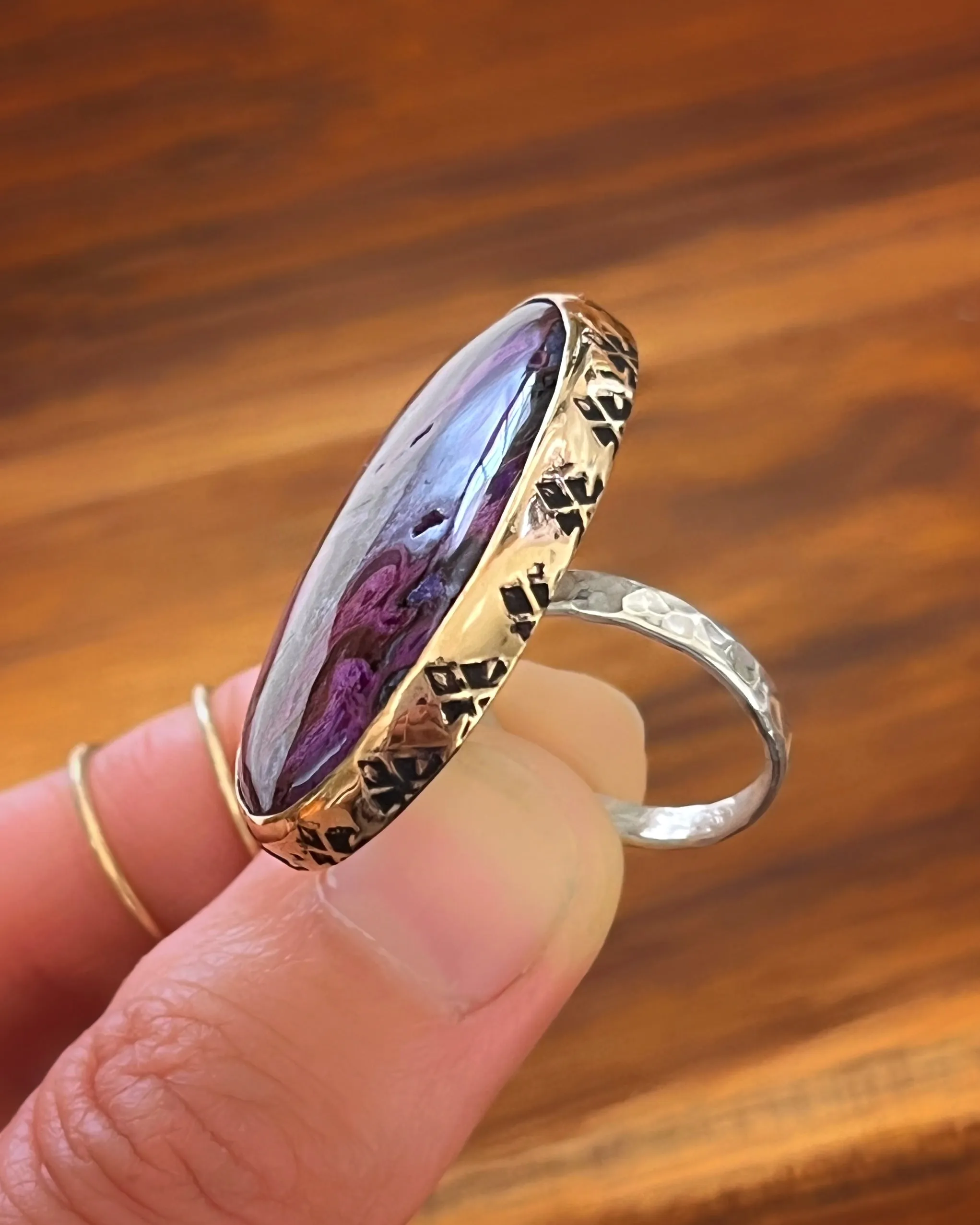 Sugilite ring in 14K gold-fill & silver (sizes 6 to 8-1/2)